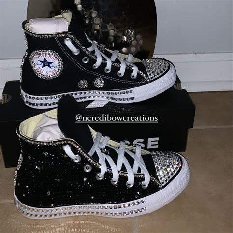 blinged out sneakers black sole